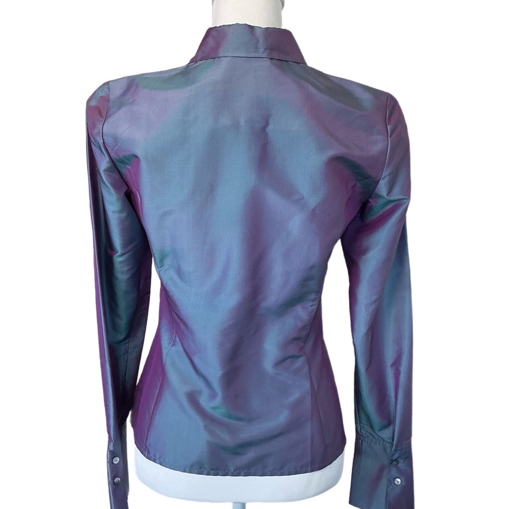 Vintage Iridescent Classic Silk Button Front Blouse Top Garfield & Marks - Picture 3 of 8